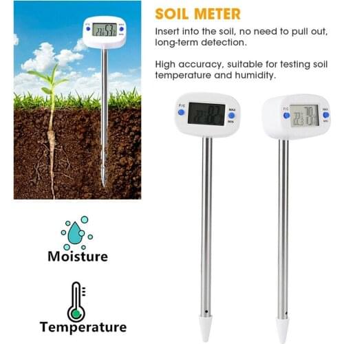 Soil Temperature Humidity Tester with Probe Digital LCD Display Soil Hygrometer Moisture Meter for Garden Farm Plants Soil