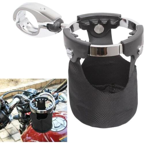 Motorcycle Universal Drink Cup Holder with 360°swivel ball-mount & Nylon Basket For Harley Touring Street Glide