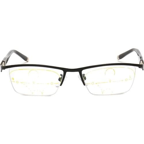 Spring Temple Alloy Frame Luxury Men Women Progressive Multifocus Reading Glasses ADD 75 100 125 150 175 200 To 400 with Case