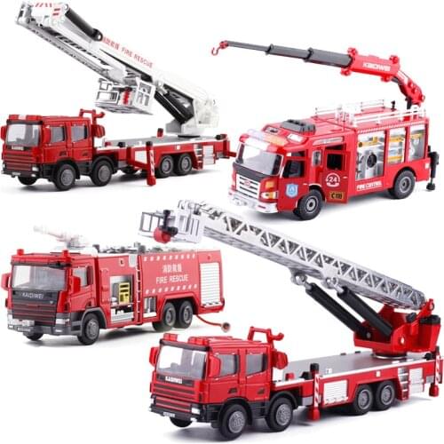 High simulation 1:50 alloy engineering vehicles fire truck fire ladder climbing car childrens educational toys gifts free shipp