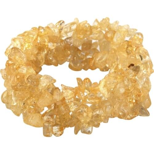 YACQ Citrine Stretch Cuff 5 Layer Braided Chunky Chakra Bracelet Handmade bridal Jewelry gift for Women Mom Girls
