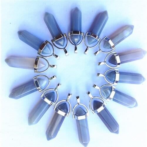 Yingwu 5pcs Lot Healing Pointed Chakra Pendants Hexagonal Quartz Crystals Bullet Shape Stone DIY Charm Beads for Jewelry Making