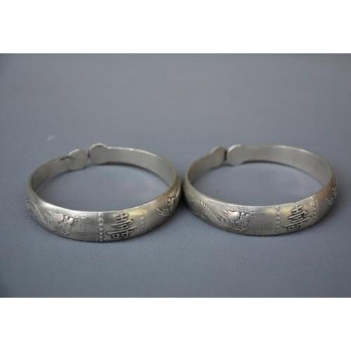 Rare Qing Dynasty Silver bracelet,#08, a pair, free shipping