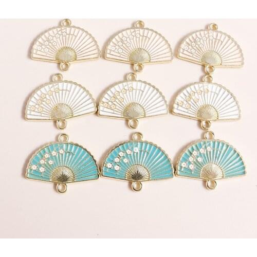 10pcs 24*20mm Flower Fan Charms Connectores Necklaces Earrings Making Accessories Alloy Sector Pendants diy Jewelry Findings
