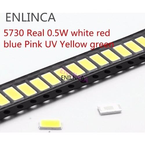 100pcs real 0.5W SMD 5730 Diode White LED 5630 white red blue Pink UV Yellow green Super Bright Chip SMD5630 PCB Emitting Diode