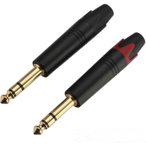 100pcs Gold-plated 6.35 mm stereo 6.5mm stereo (1/4 in) Jack Male Plug for DIY Cable
