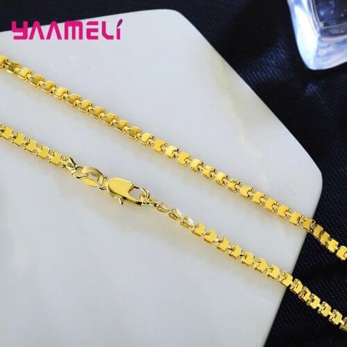 18KGF Gold Filled Square Cube Chain Mens Necklace Vintage Long Chain Necklace Women DIY Hip Hop Jewelry Making Accessories