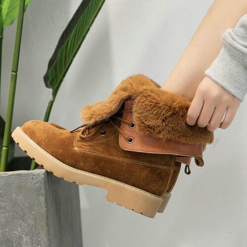 2020 Winter Thick Wool Martin Boots Women Warm Mid-calf Boots Two Wearing Ways Pigskin Leather Snow Boots Female