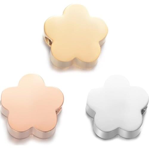 5pcs/lot 8*8mm Beautiful Plum Blossom Beads 1.8mm Hole DIY Flower Beads for Making Jewelry 316L Steel Charm Mirror Polish