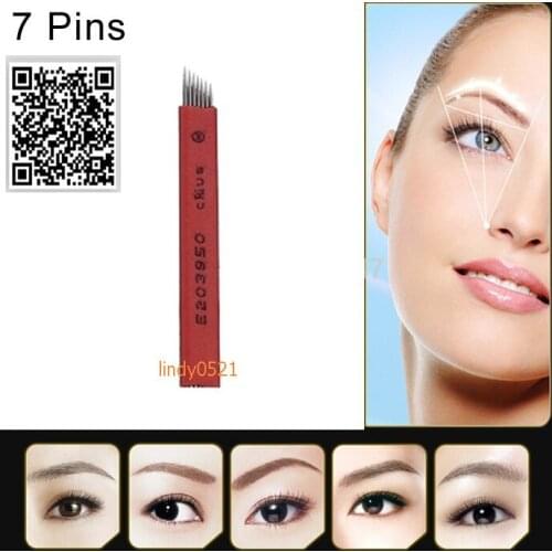 7Pin Microblading Permanent Makeup Eyebrow Blade For 3D Embroidery Manual Tattoo Pen Machine Cosmetic Eyebrows free shipping