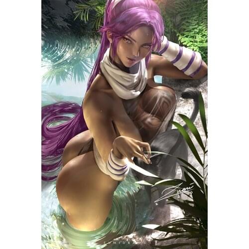 Anime Yoruichi Sexy Girl with Cat Canvas Posters and Prints Custom Wall Art Hanging Pictures Decoration Painting for Bedroom