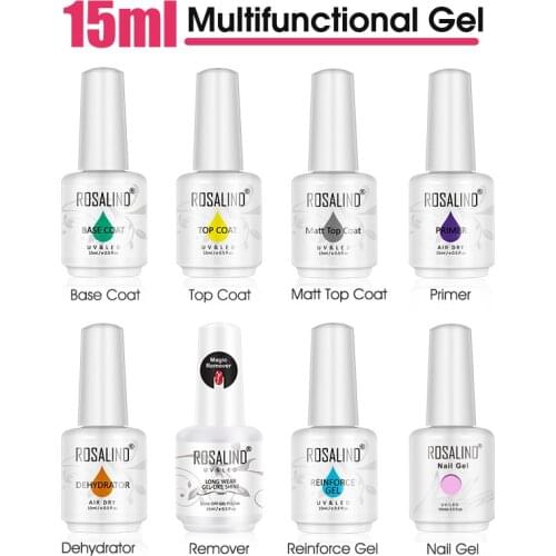 ROSALIND 15ML Base Top Matt Coat For Nail Gel Polish Soak Off Primer Magic Remover Builde Gel Lacquer Nail Art Salon Manicure