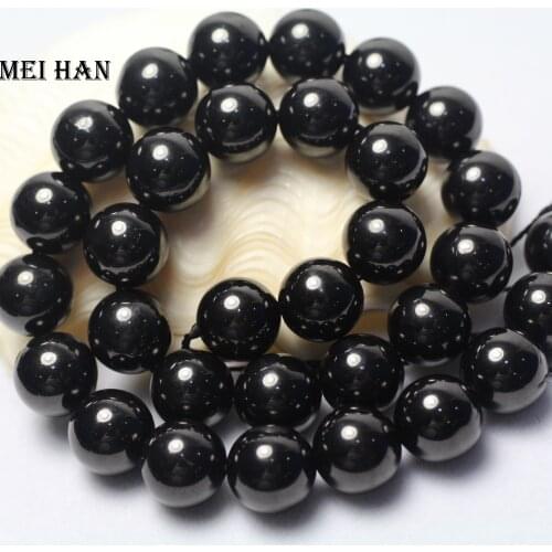 Free shipping(1strand/set) Natural 12mm Jet smooth round loose beads for jewelry making design DIY