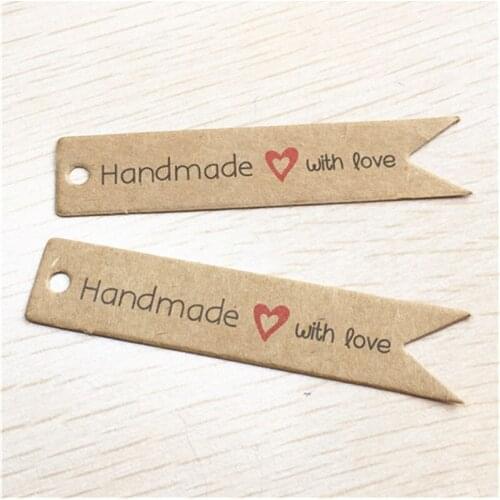 50Pcs/Lot Long Strip Design Thank You Series Hanging Kraft Paper Tags Price Label Note Handcraft Tag For Greeting Bookmark Card