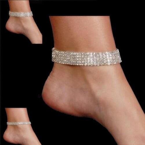 New Fashion Chunky Metal Chain Anklet For Women Men Rhinestone Gold Silver Color Cuban Foot Bracelet Punk Hip Hop Rock Jewelry
