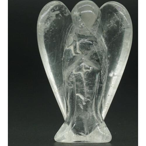 Angel Figurine Miniature Carved Natural Clear Quartz Stone Healing Statue Crystal Home Decoration Accessories 2 Inch