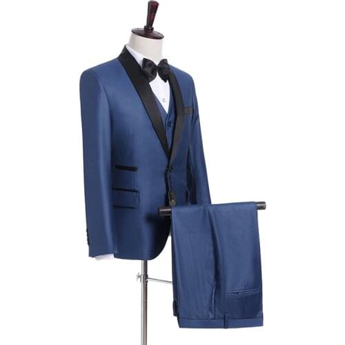 Handsome Groomsmen Wool blend Groom Tuxedos Mens Wedding Dress Man Jacket Blazer Prom Dinner (Jacket+Pants+Tie+Vest) A24
