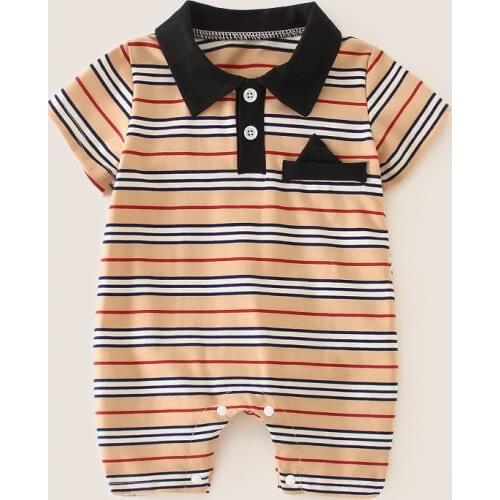 Summer fashion baby boy clothes short-sleeved striped Newborn boy girl romper