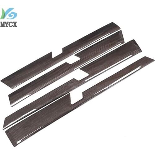 4PCS Black Wood Grain Car ABS Interior Door Decoration Panel Trim For Toyota Land Cruiser Prado FJ150 150 2010-2018 Accessories