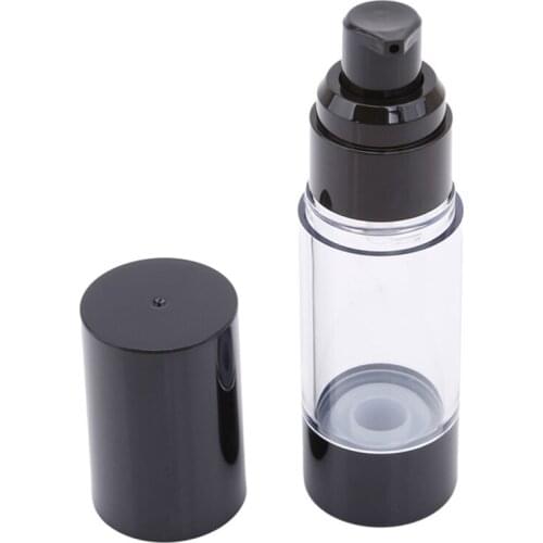 High Quality Plastic Portable Airless Bottle Cosmetic Treatment Pump Travel Empty Container Perfume Bottle Black Cap Hot Sale