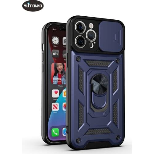 Fundas Slide Armor Shockproof Phone Case For iPhone 11 12 Pro Max 12 Mini 7 8 Plus XR X XS Max SE 2020 Soft TPU Bracket Back