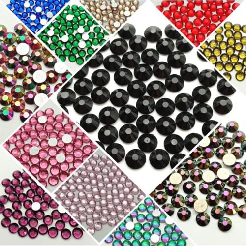 Multi Colors SS3-SS20 Non Hot Fix Crystal Glass Rhinestone Flat Back Strass Nail Glitters Garment Stone
