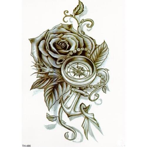 Rose Clock Body Art Waterproof Temporary Tatoo Sexy Thigh Arm Tattoos Rose For Woman Flash Tattoo Stickers