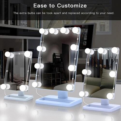 1 Set Self-adhesive Makeup Light Uniform Light ABS 9 Levels Brightness DIY LED Vanity Mirror Fill Lamp for Home Mirror Lamp Make
