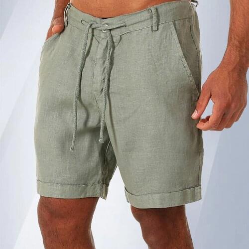 Fashion Mens Linen Shorts Men Summer Cotton Beach Short Men New Wild Leisure Loose Solid Cargo Shorts