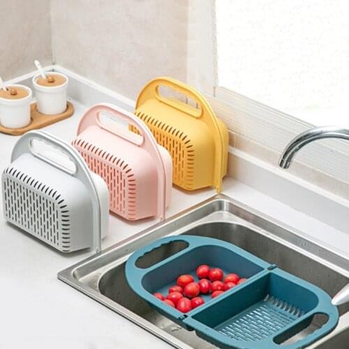 Folding Drain Basket Washing Basket Retractable Kitchen Household Vegetable Basket Fruit Bowl Water Filter Storage Basket