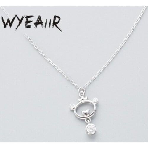 WYEAIIR 925 Sterling Silver Cute Little Bear Simple Fresh Sweet Gift Clavicle Chain Female Necklace