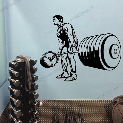 Fitness GYM Wall Decal Body Building Athletic Sports Vinyl Wall Sticker Living Room Home Decor weight Lifting Art adesivo WZ08