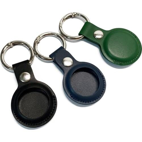 Protector Cover With Keychain For AirTags Anti-Scratch Anti-Fall Shockproof Protect Sleeve Protective PU Leather Case Shell