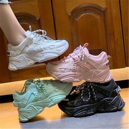 New Fashion Sneakers Female Candy Colors Platform Thick Sole Walking Casual Trainers Women Chunky Breathable Vulcanize Shoes
