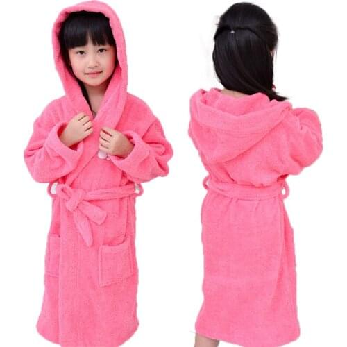 Cotton Girls Childrens Bathrobes Kids boys hooded Winter Spring robe towel fleece Pajamas Cartoon Kids Clothing Sleepwear