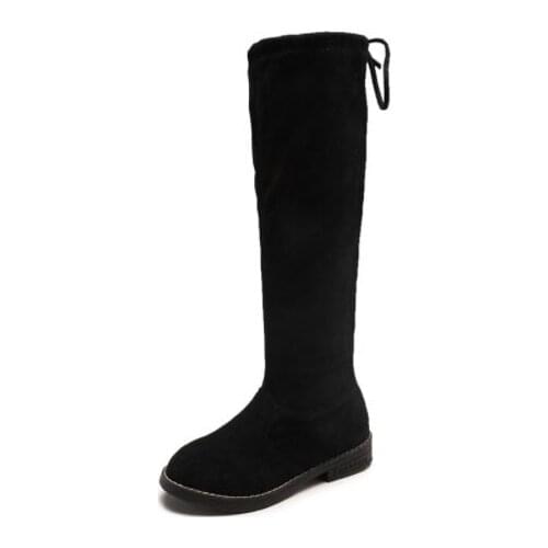 Winter fashion student high boots Children boots for girls over the knee boots suede soft leather plus velvet warm cotton shoes