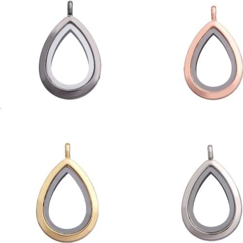 1PCS/lot Water drop Living Memory Plain Floating Locket Teardrop Glass Magnetic Locket Pendant Fit For Floating Charms Jewelrys