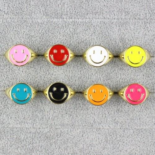 10pcs/lot Fashion colorful enamel smile ring, popular Smiley face shape enamel ring,new design women’s love rings wholesale