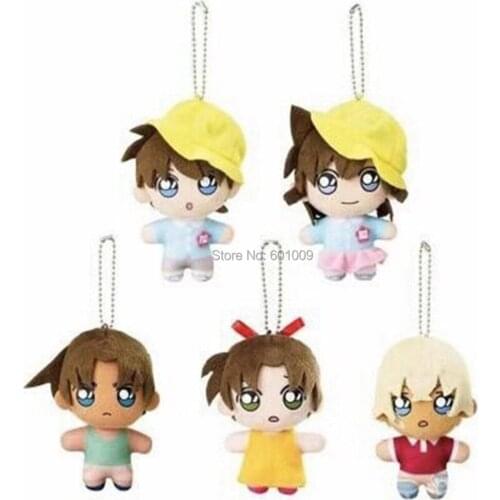 20/Lot 5 Styles Q Conan Baby 8CM Plush Keychain Doll Mini Bag Xmas Pendant Lovely Gift Retail