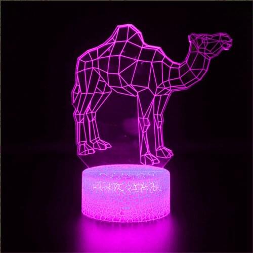 3D Night Light Wild Animal Camel Giraffe Model Toy Doll Educational Toy Cake Decoration Children Christmas Gift LED Table Lamp