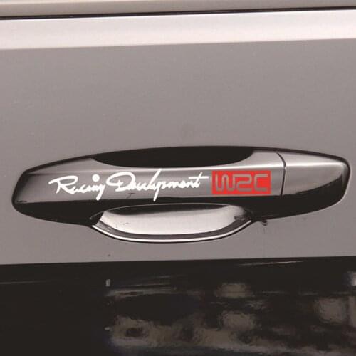 4/sets Newest WRC Car Styling Door Handle Stickers for Mini Cooper R50 R52 R53 R55 R56/ Cadillac ATS SRX CTS Lada kalina