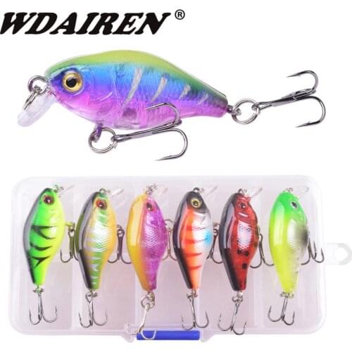 6PCS/Lot Mini Crank Bait Mixed Colors Floating Wobblers For Fishing Lure Set Artificial Baits Fake Fish Minnow Hard Lures Kit