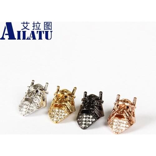 Ailatu Jewelry Accessories to Diy Powerful Bracelets Black Eye Micro Pave Clear Zircons Sparta Masks Charms
