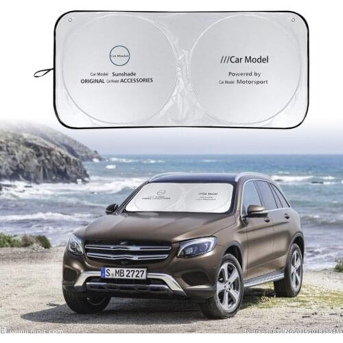 For Car Windshield Sunshade Logo Sun Shade With Sucker Visor Cover Parasol Coche For Mercedes Benz AMG A B C E CLS GLK GLC Serie
