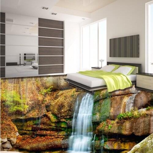 Free Shipping 3D outdoor beautiful waterfall water painting non-slip bedroom bathroom living room square office flooring mural