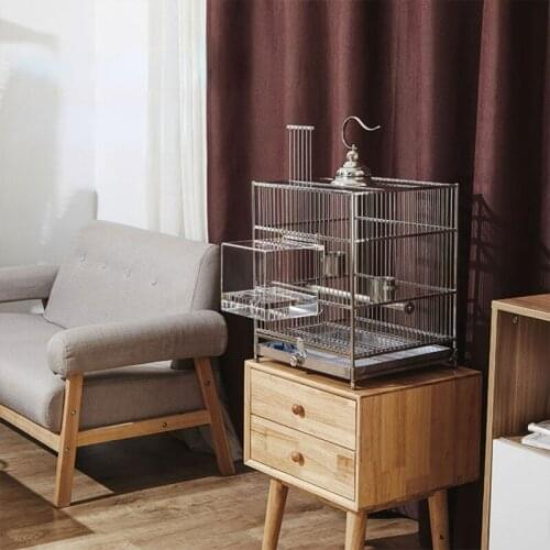 Large Luxury Bird Cage Transparent Tray Stainless Steel Rectangle Houses Outdoor Bird Cage Parrot Gaiolas Bird Supplies BS50BC