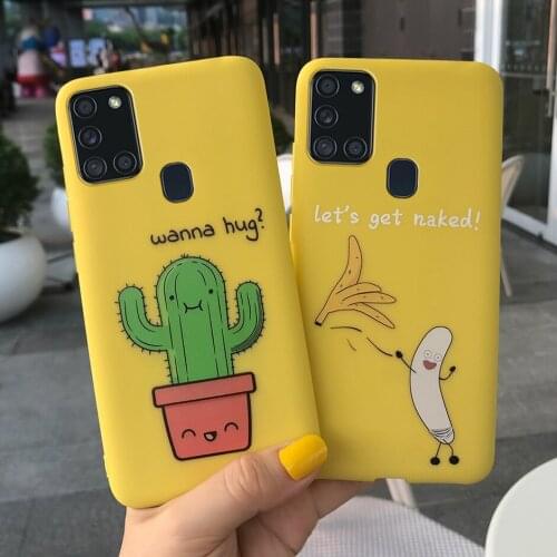 For Samsung Galaxy A21s Case 6.5 inch Cartoon Cactus Banana Silicone Back Cover For Samsung A21s A 21s SM-A217F Soft Phone Cases