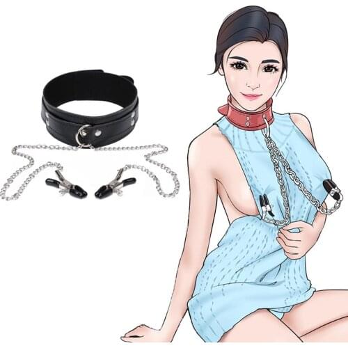 EXVOID Leather Neck Collar Slave Restraint Halloween Party Cosplay Sex Toy For Women Men Breast Clamp BDSM Nipple Clip Sextoys