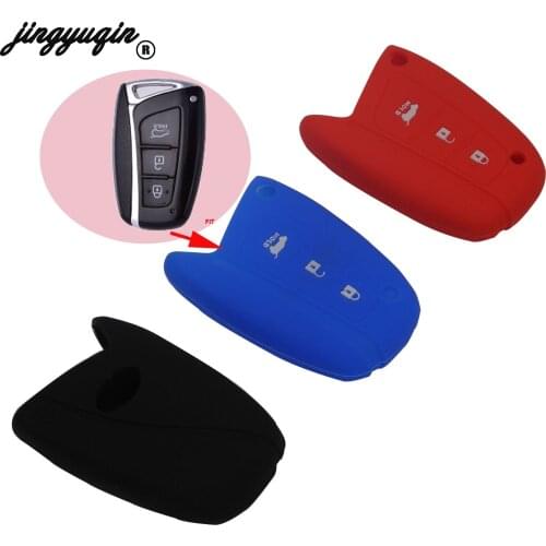 Jingyuqin 3 Buttons Silicone Car Key Case For Hyundai Solaris HB20 Veloster SR IX35 Accent Elantra i30 Smart Key No Logo