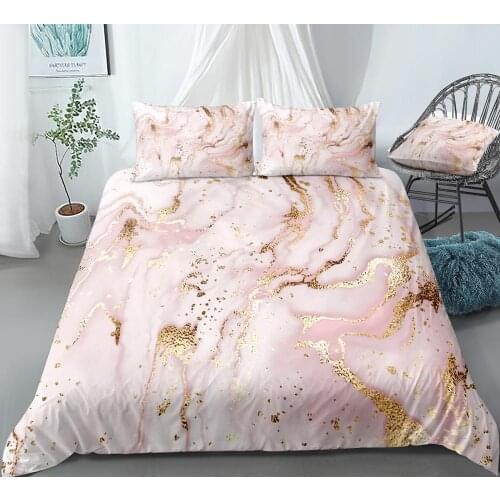 Gold Pink Bedding Set Quicksand Bed Linen Pastel Bed Set Kids Duvet Cover Set Boys Girls Home Textiles Microfiber Bedclothes